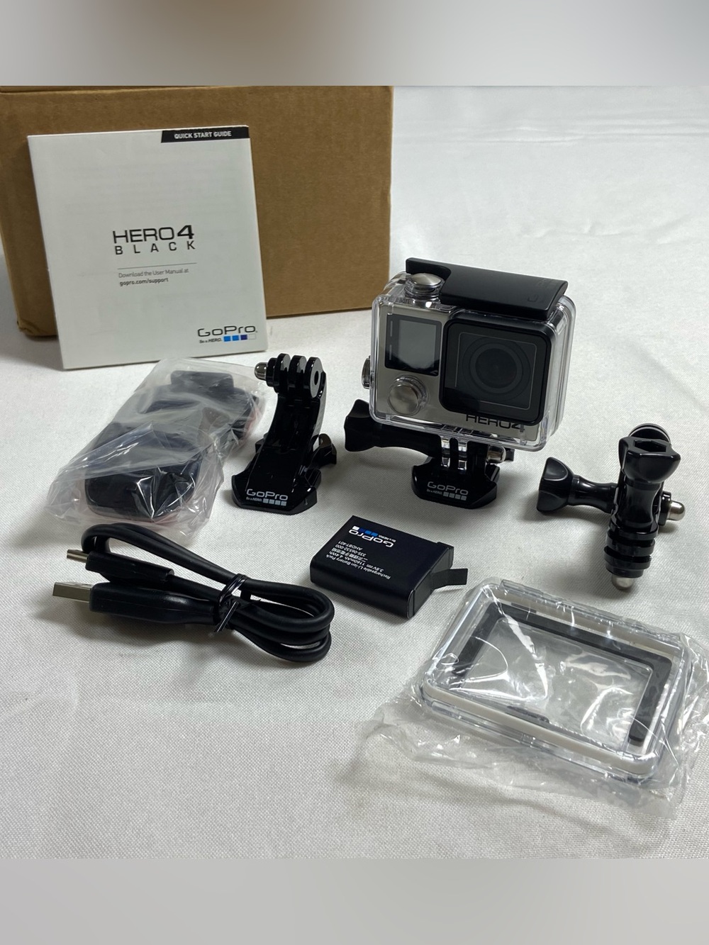 GoPro HERO4 Black Action Camera Bundle Open Box Tested Complete Accessories